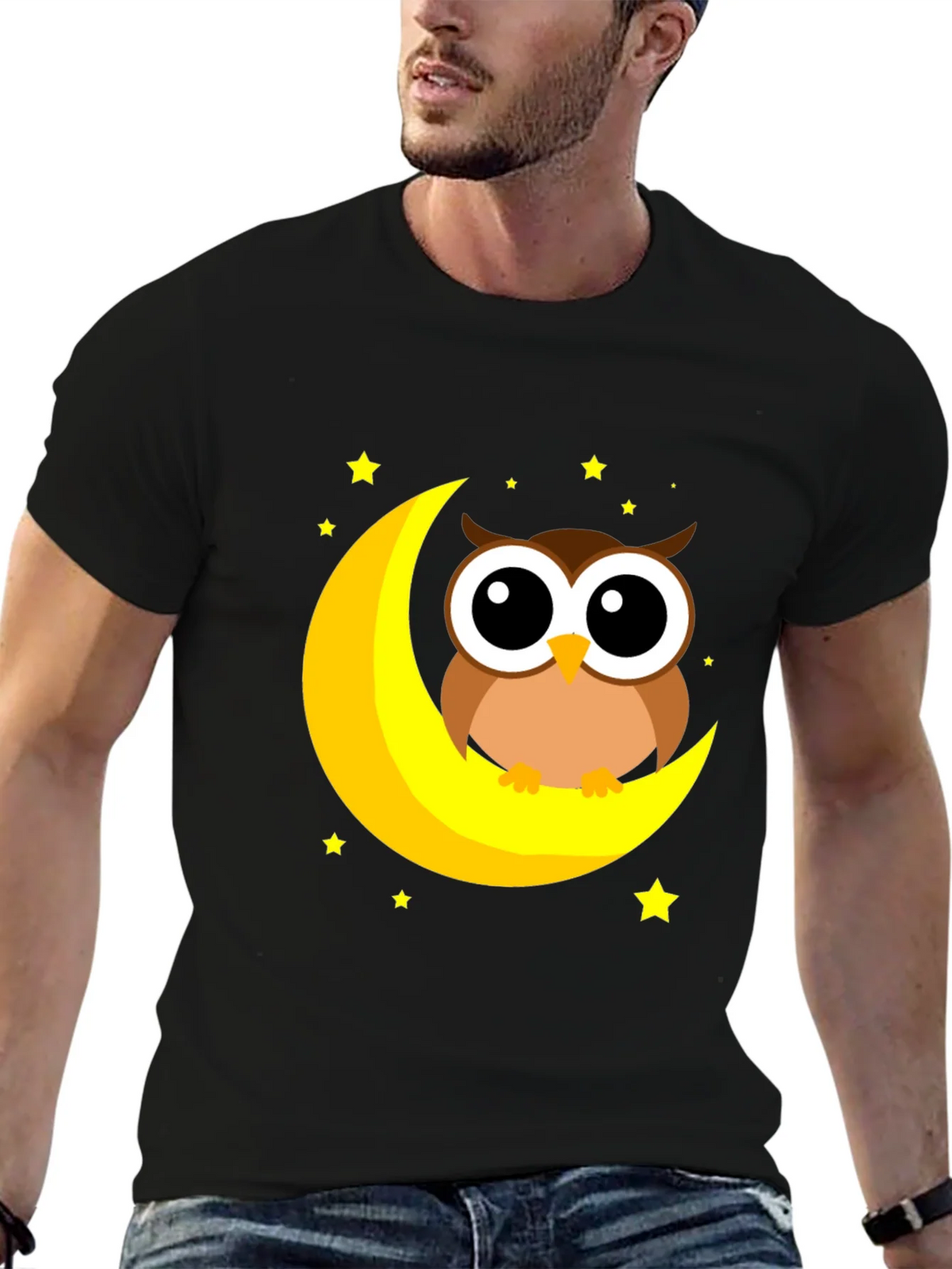 Cute Owl on Moon Graphic Tee product image 6