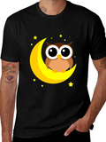 Cute Owl on Moon Graphic Tee product image 1