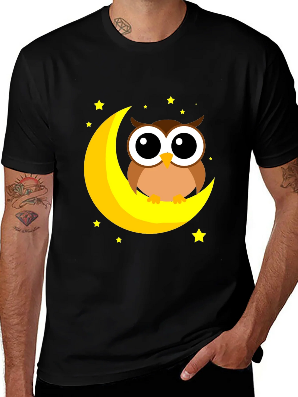 Cute Owl on Moon Graphic Tee product image 1