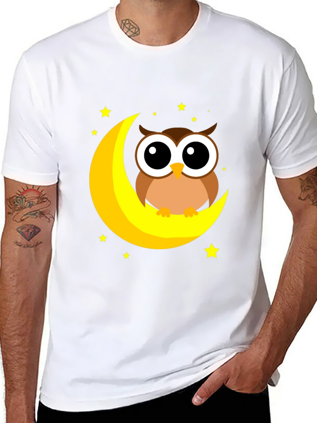 Cute Owl on Moon Graphic Tee product image 7