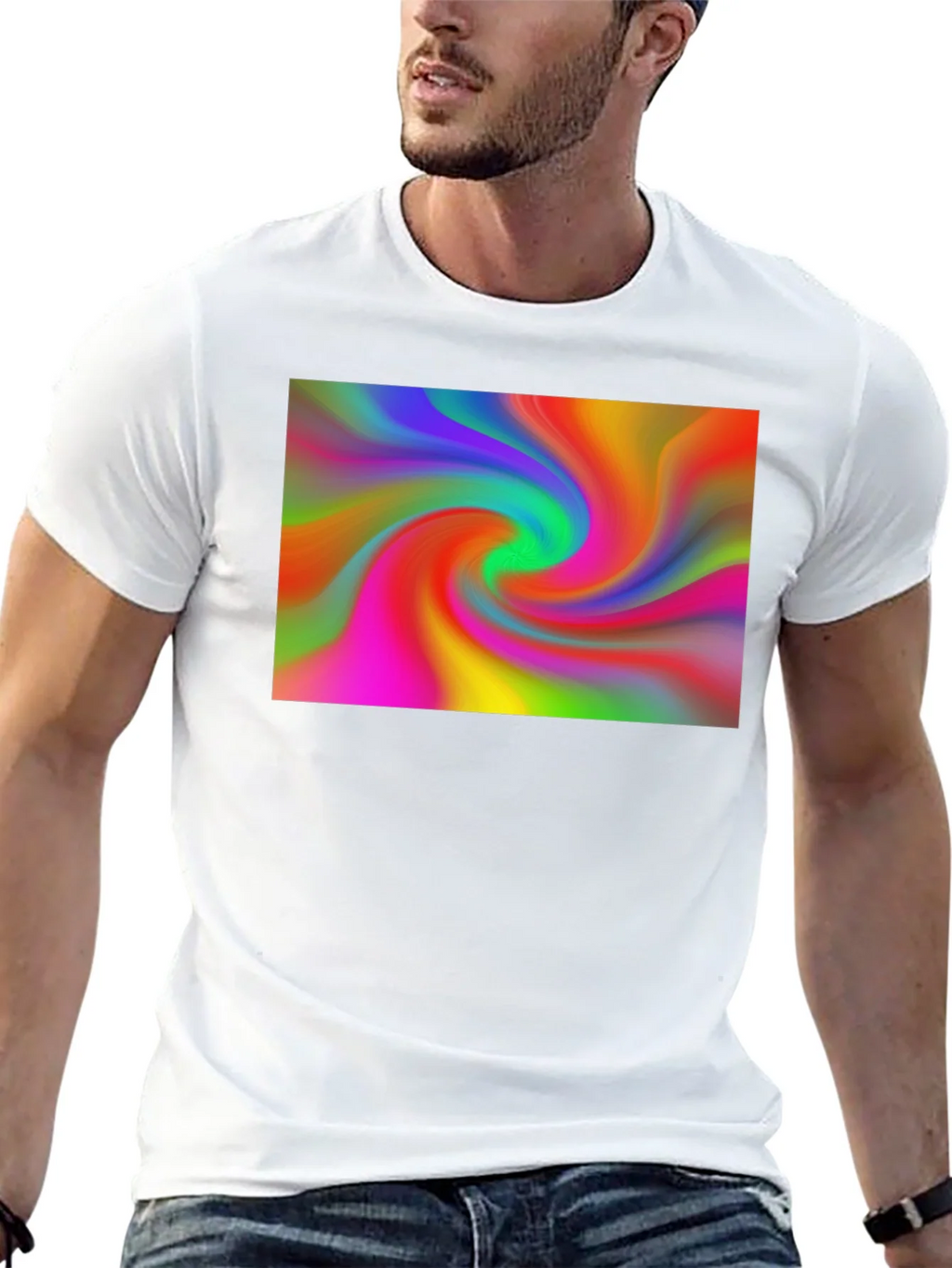 Vibrant Swirl Graphic Black T-Shirt product image 5