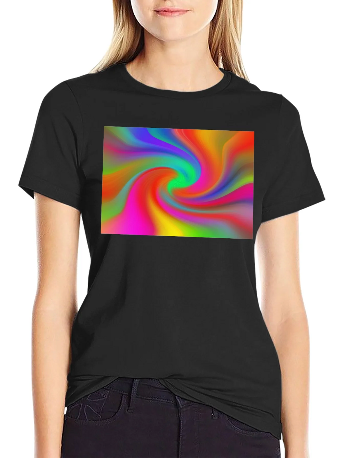 Vibrant Swirl Graphic Black T-Shirt product image 1