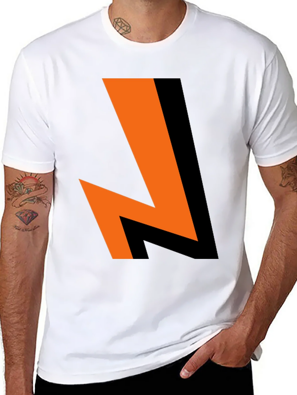 Bold Lightning Bolt Graphic Tee - Black Cotton Blend product image 7