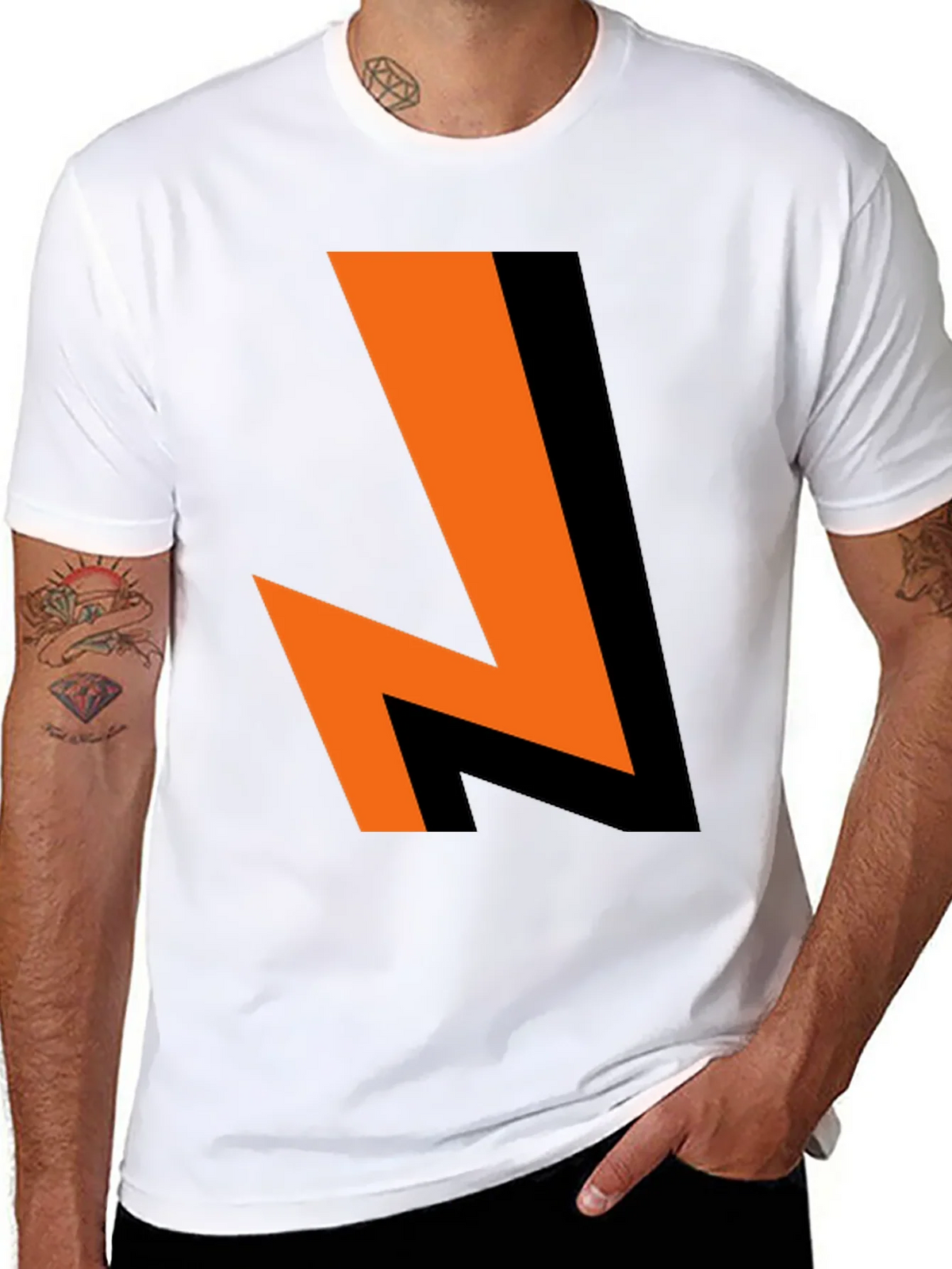 Bold Lightning Bolt Graphic Tee - Black Cotton Blend product image 7