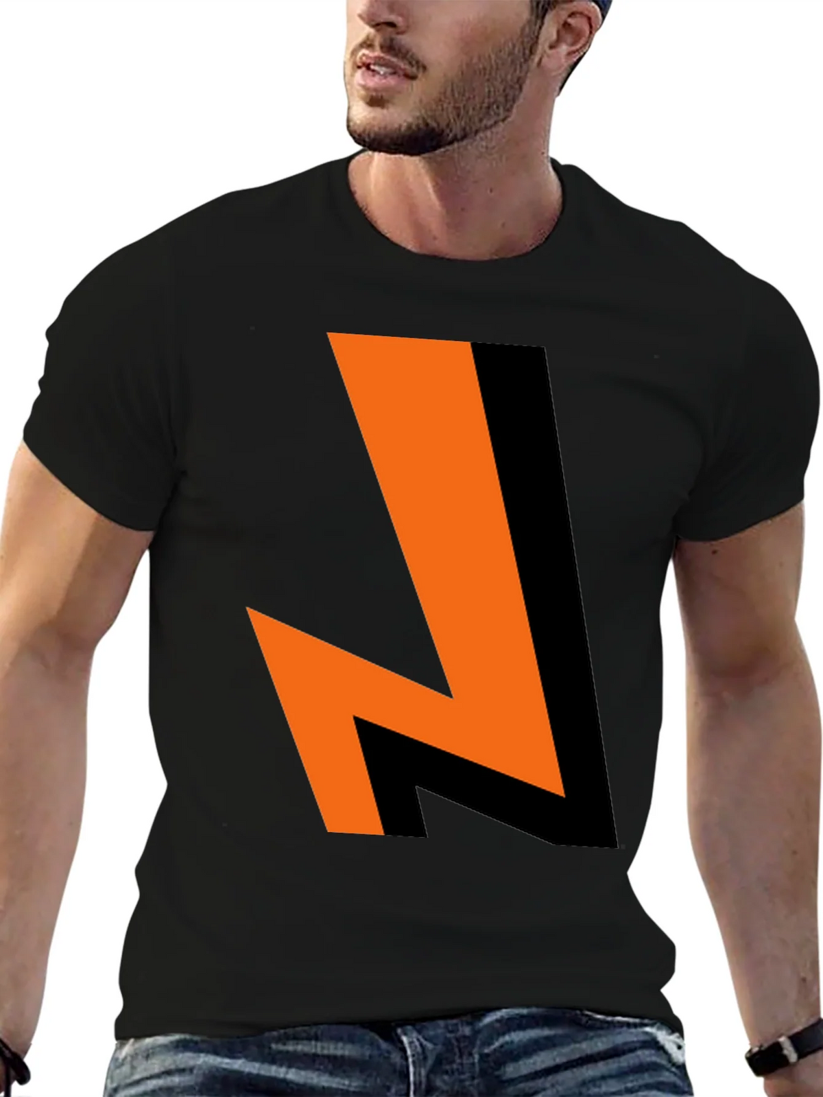 Bold Lightning Bolt Graphic Tee - Black Cotton Blend product image 6