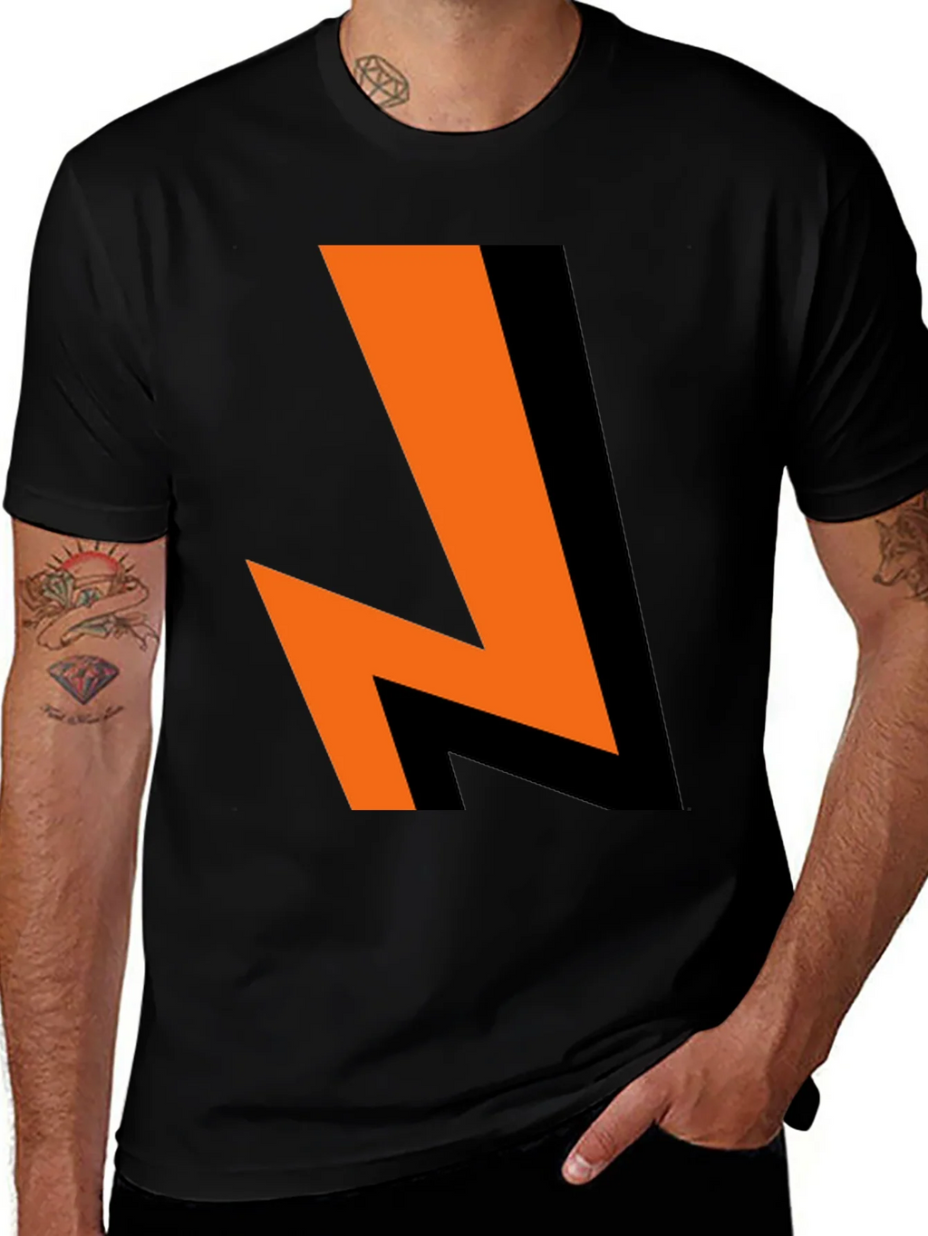 Bold Lightning Bolt Graphic Tee - Black Cotton Blend product image 1