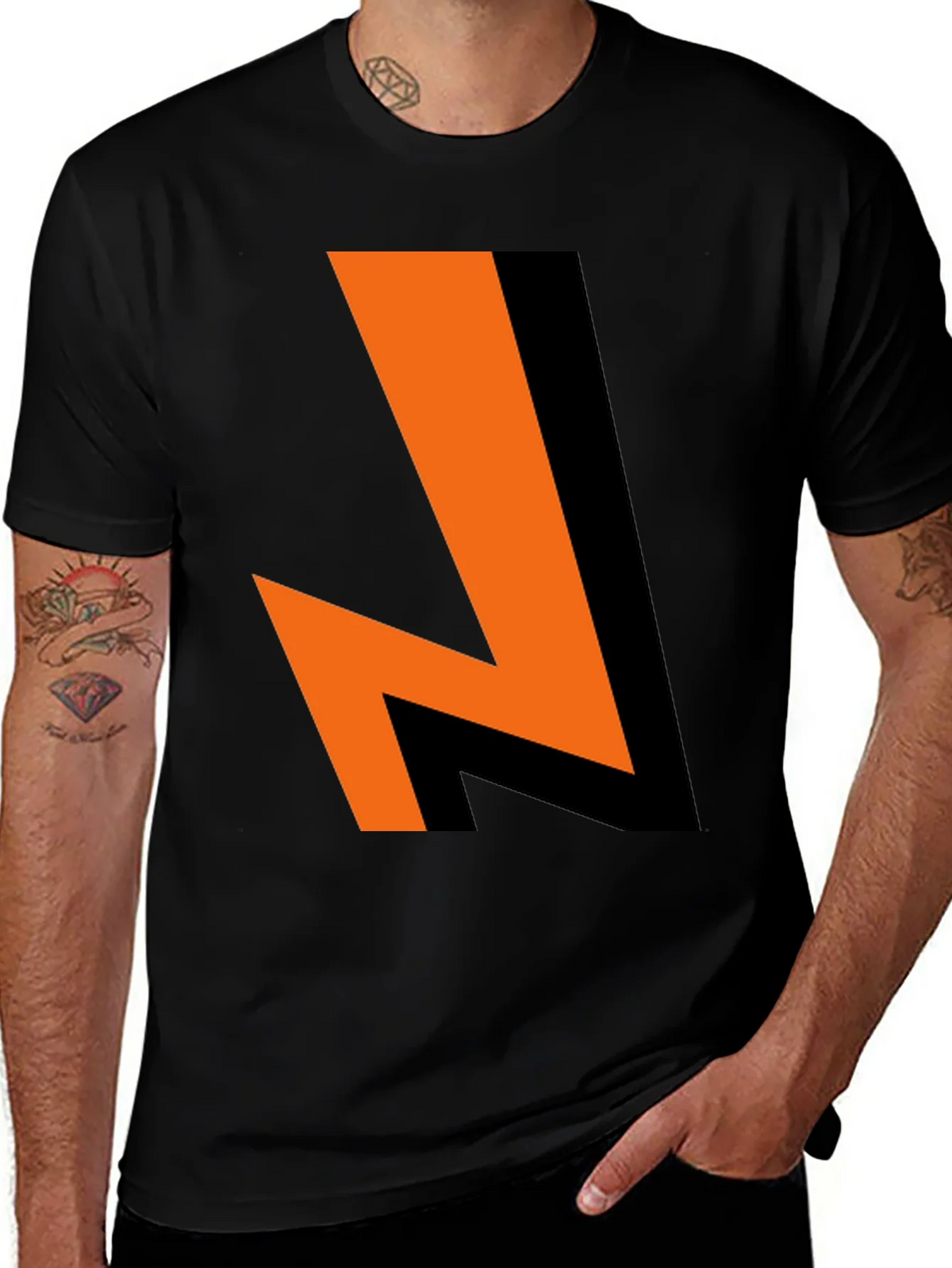 Bold Lightning Bolt Graphic Tee - Black Cotton Blend product image 1
