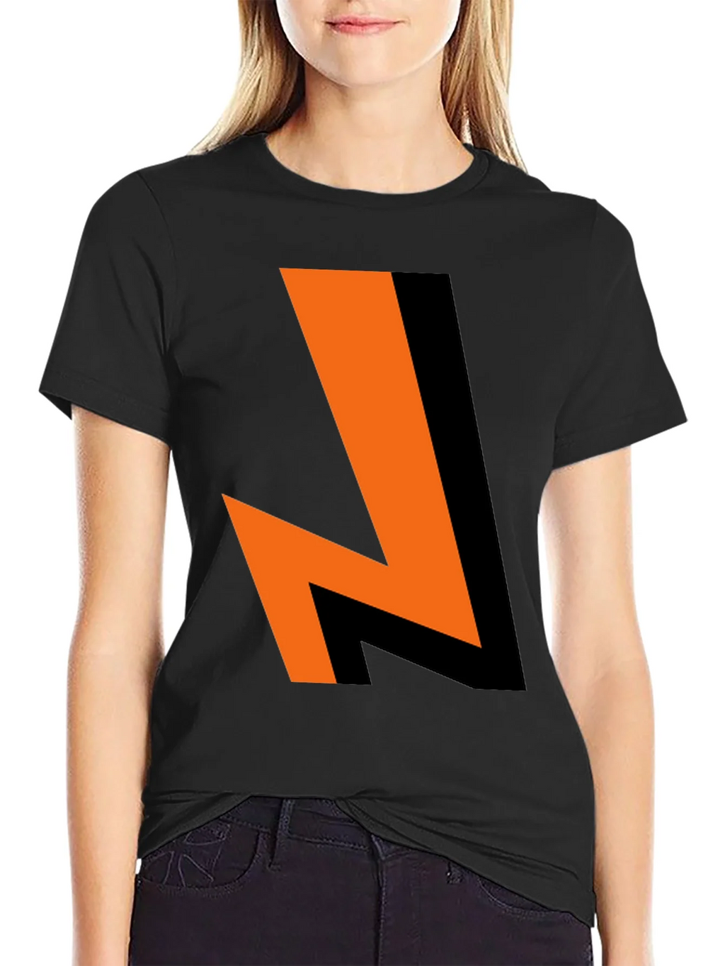 Bold Lightning Bolt Graphic Tee - Black Cotton Blend product image 2