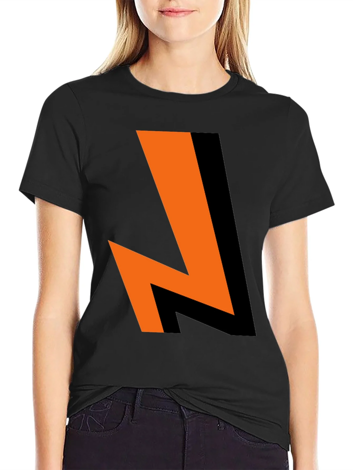 Bold Lightning Bolt Graphic Tee - Black Cotton Blend product image 2