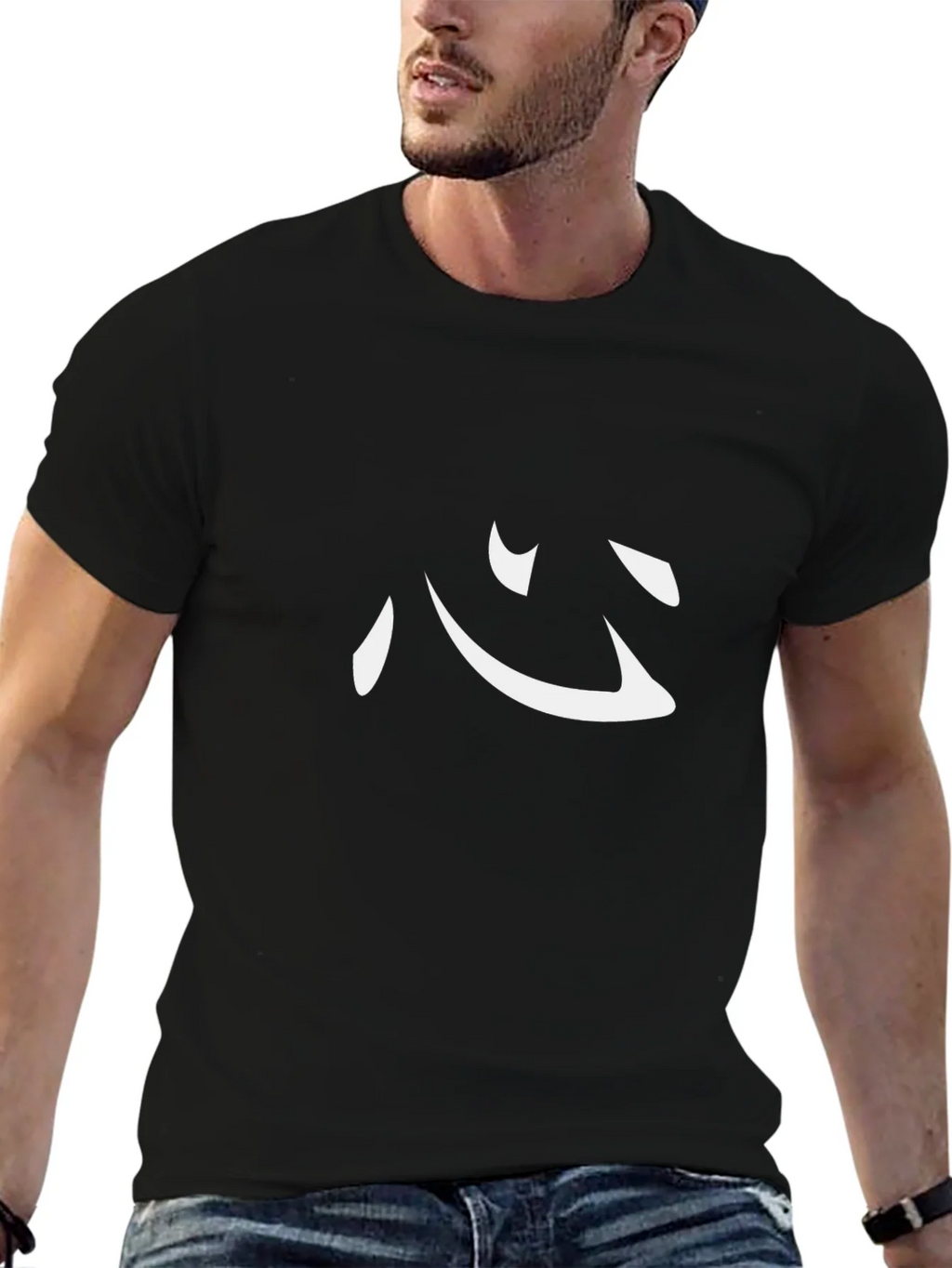 Minimalist Kanji Heart Symbol Black T-Shirt product image 6