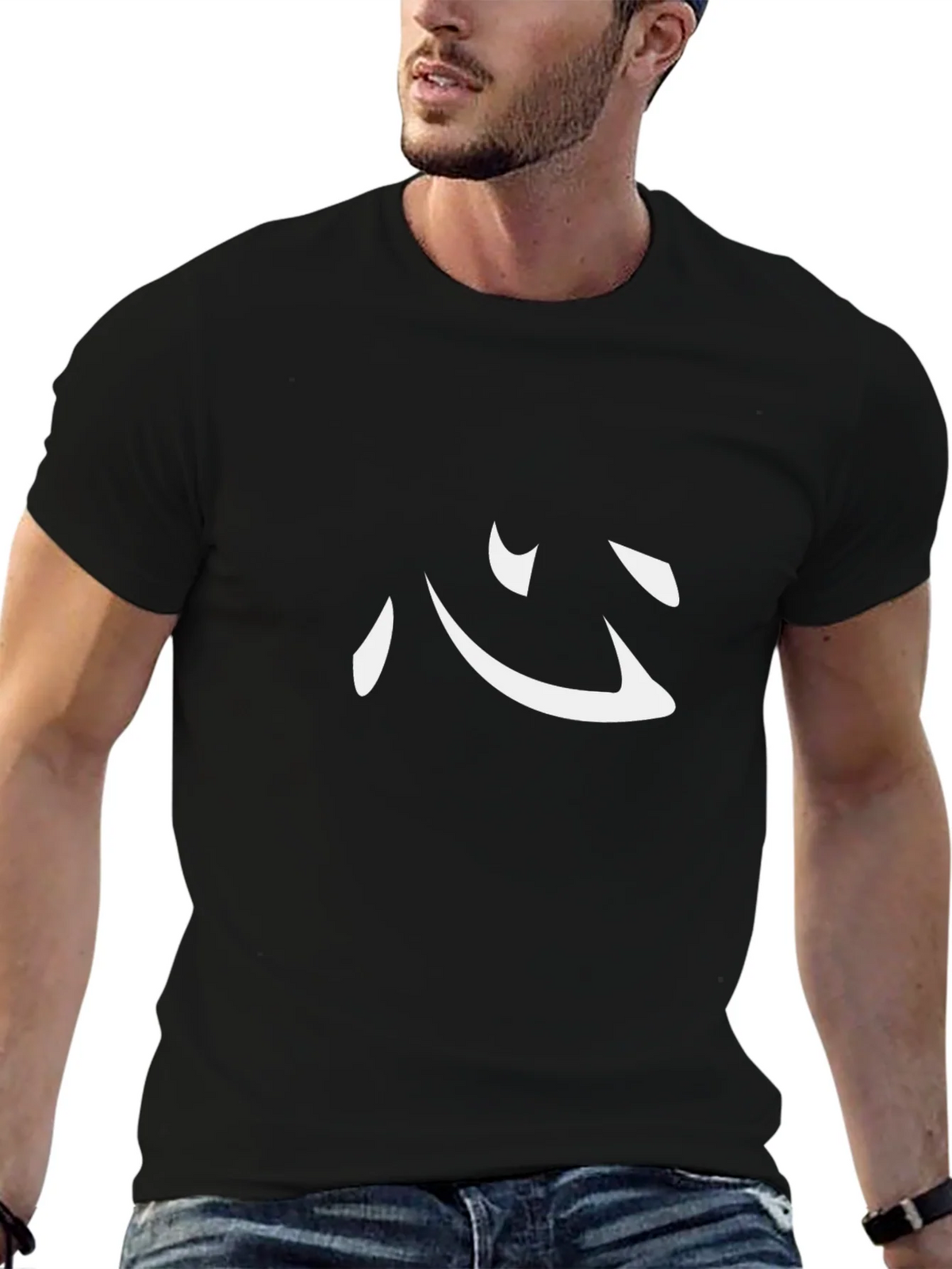 Minimalist Kanji Heart Symbol Black T-Shirt product image 6