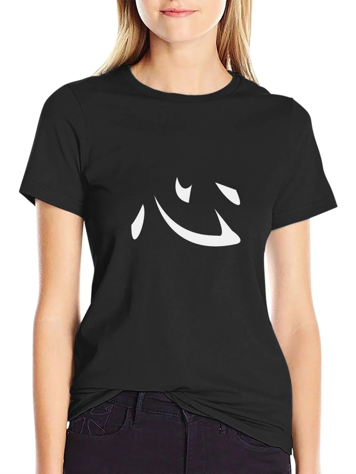Minimalist Kanji Heart Symbol Black T-Shirt product image 2