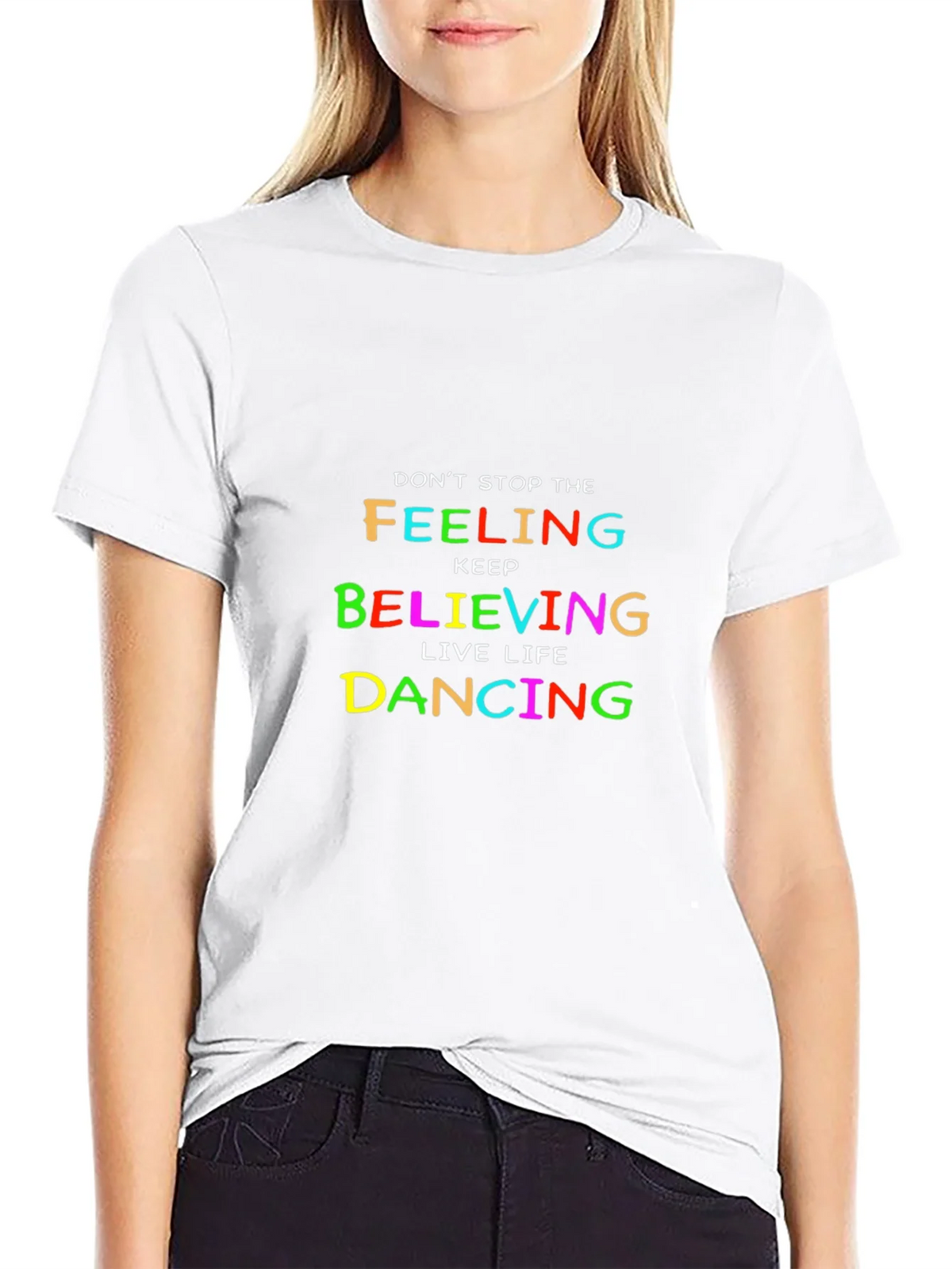 Colorful Inspirational Graphic Tee - Dont Stop Believing product image 8
