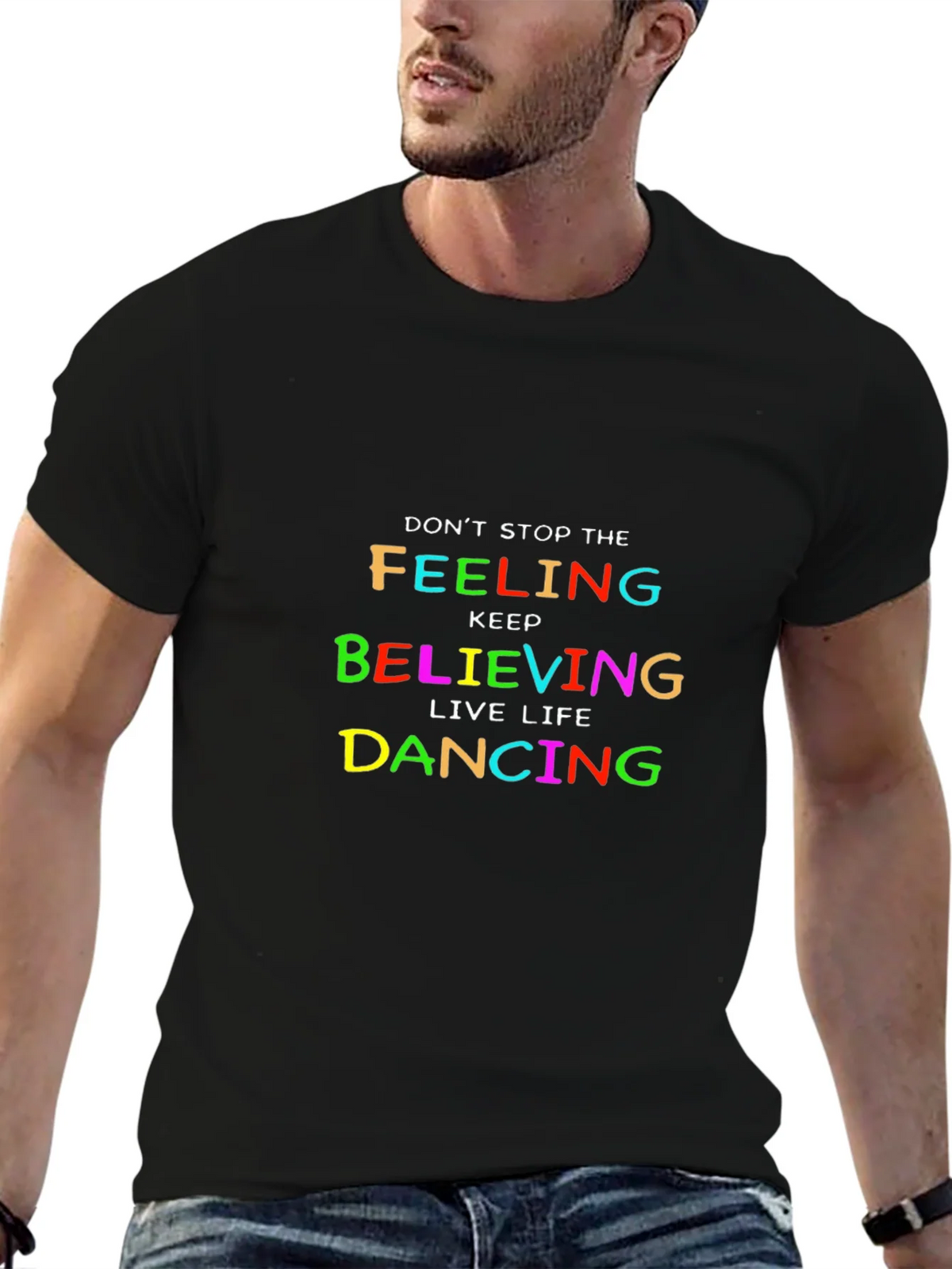 Colorful Inspirational Graphic Tee - Dont Stop Believing product image 6