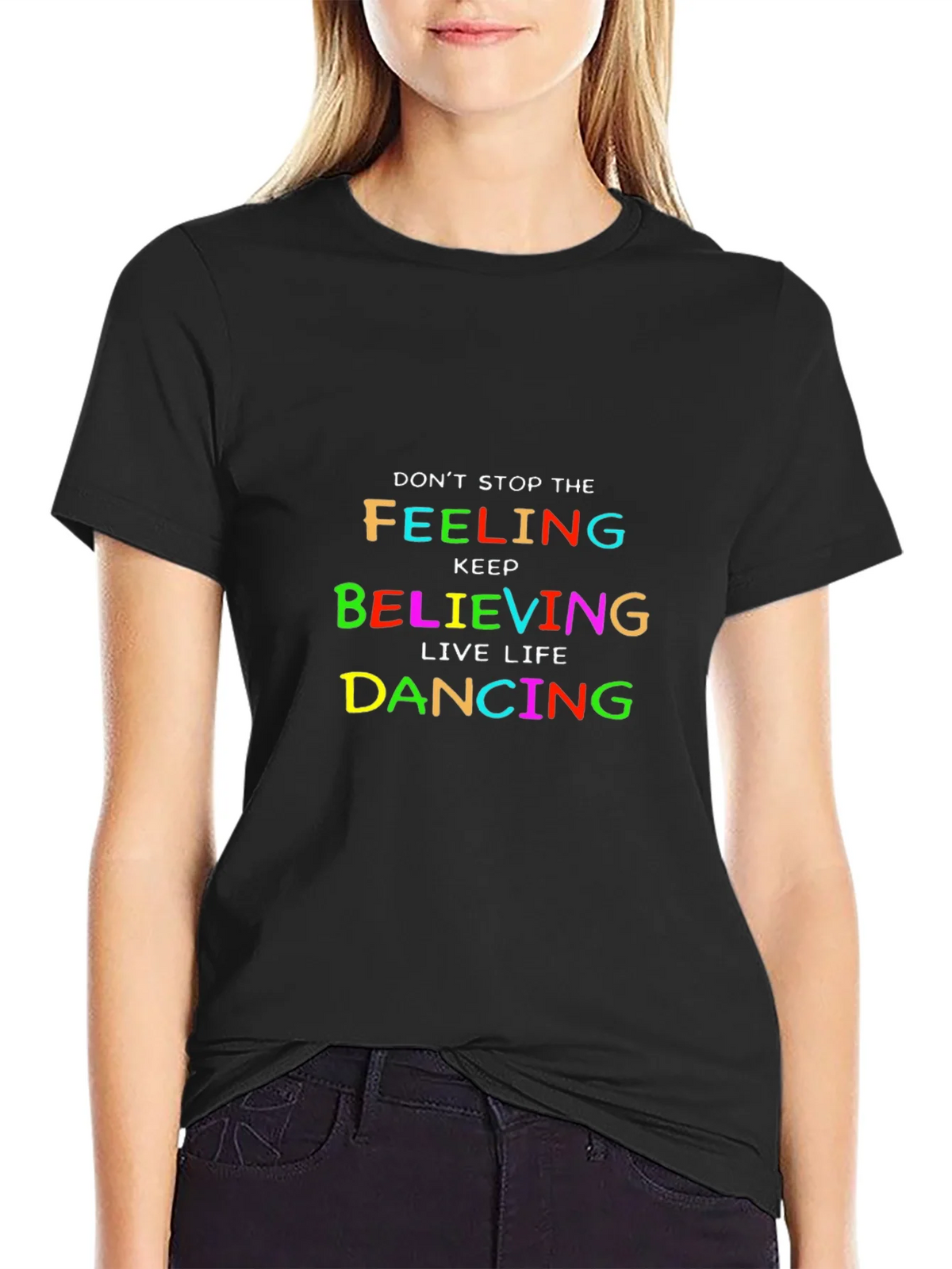 Colorful Inspirational Graphic Tee - Dont Stop Believing product image 2