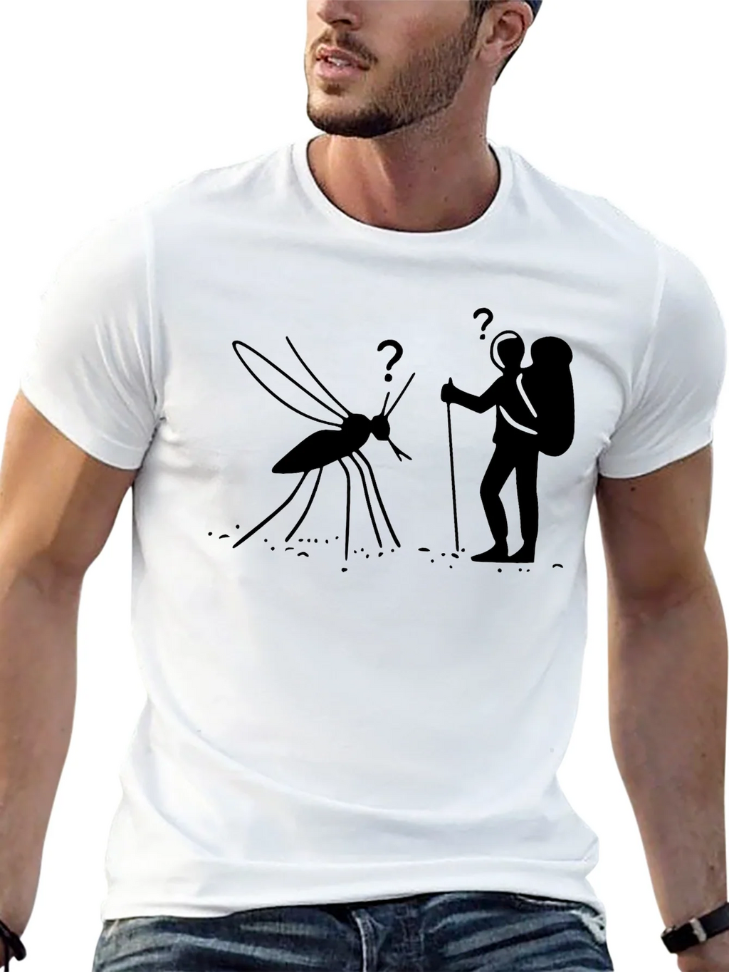 Hiking Mosquito Funny Black T-Shirt product image 12