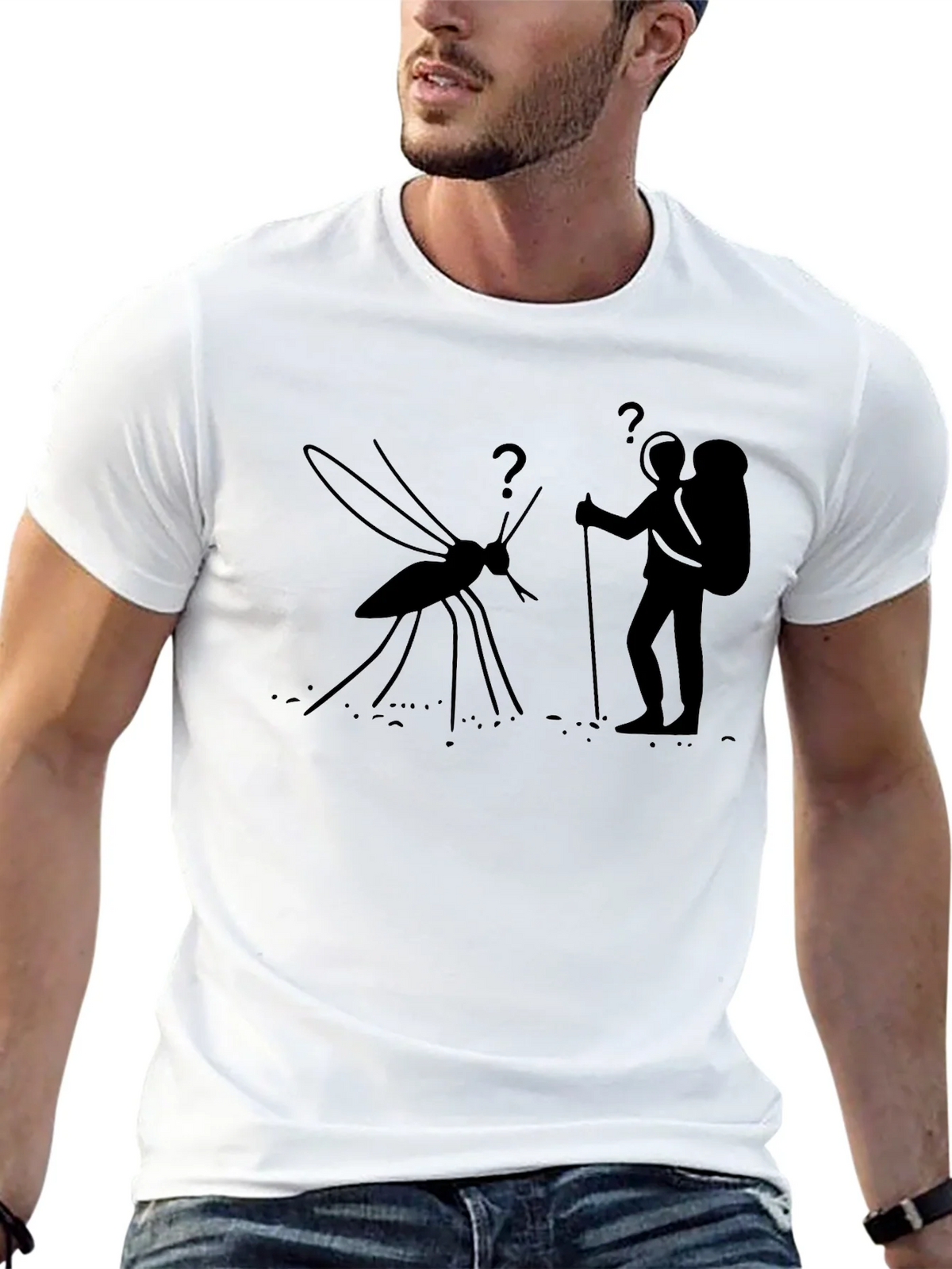 Hiking Mosquito Funny Black T-Shirt product image 12