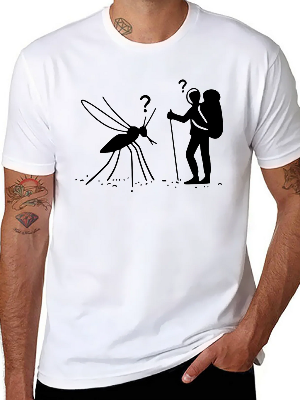 Hiking Mosquito Funny Black T-Shirt product image 7