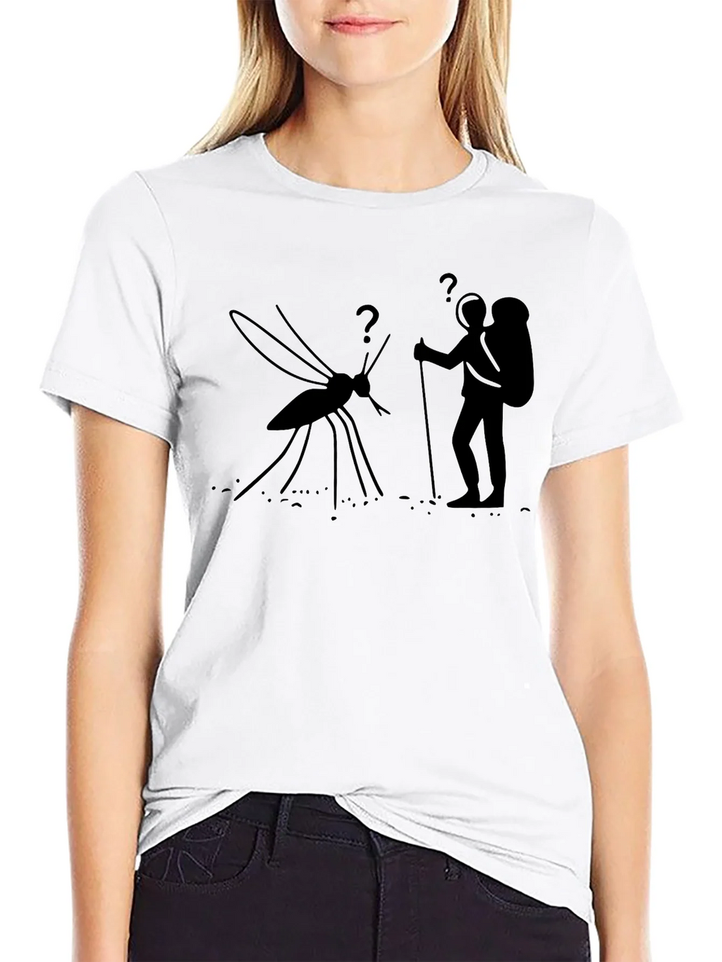 Hiking Mosquito Funny Black T-Shirt product image 8