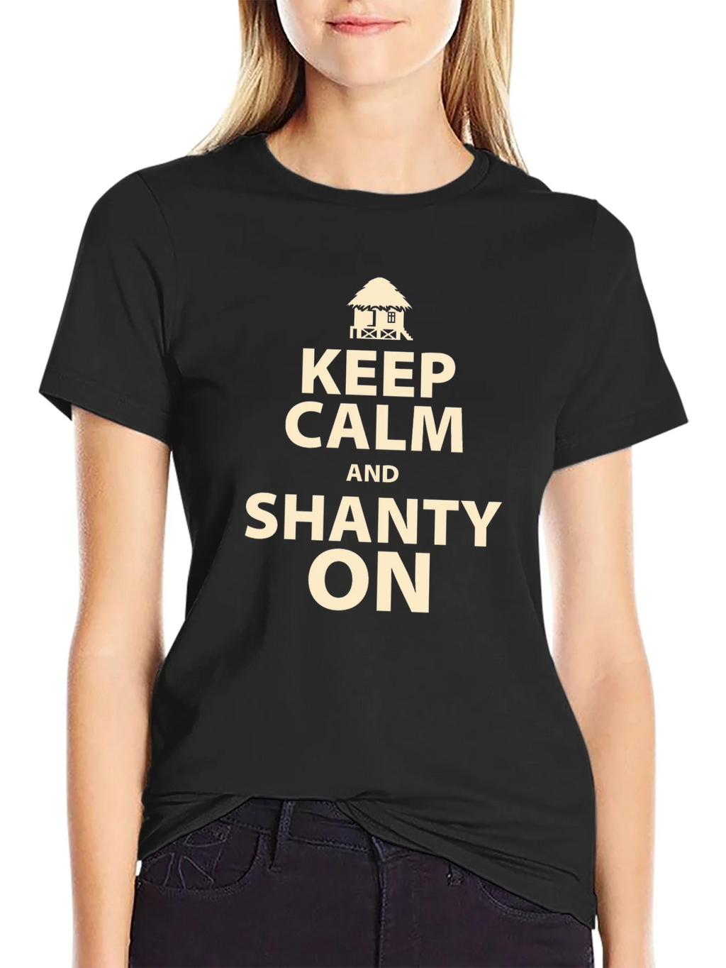 Keep Calm and Shanty On Black T-Shirt product image 2