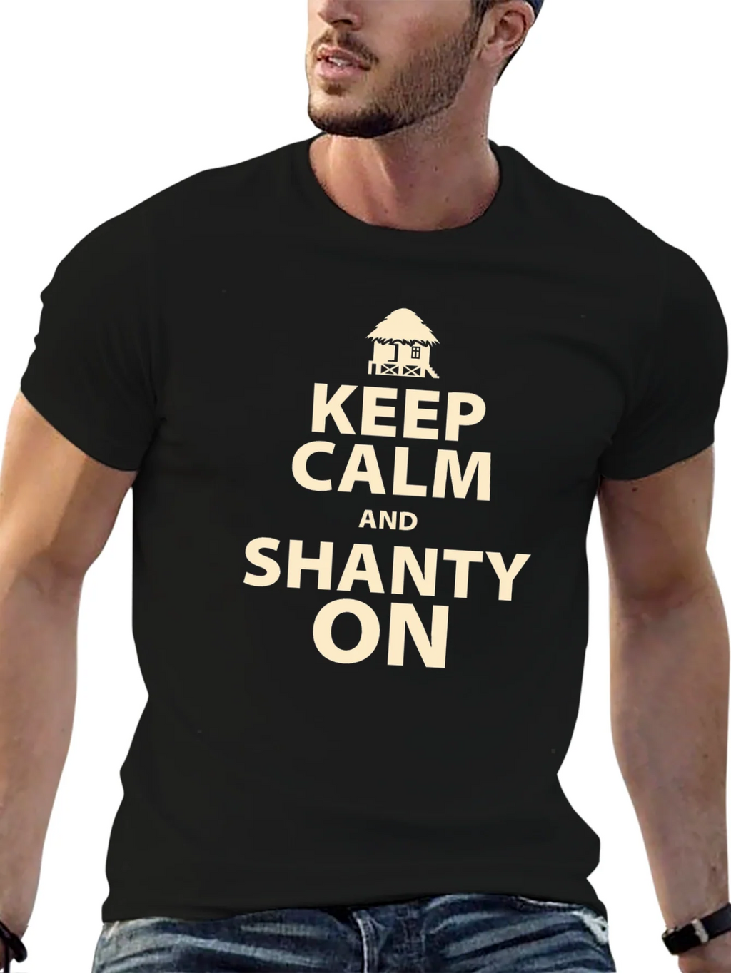 Keep Calm and Shanty On Black T-Shirt product image 6