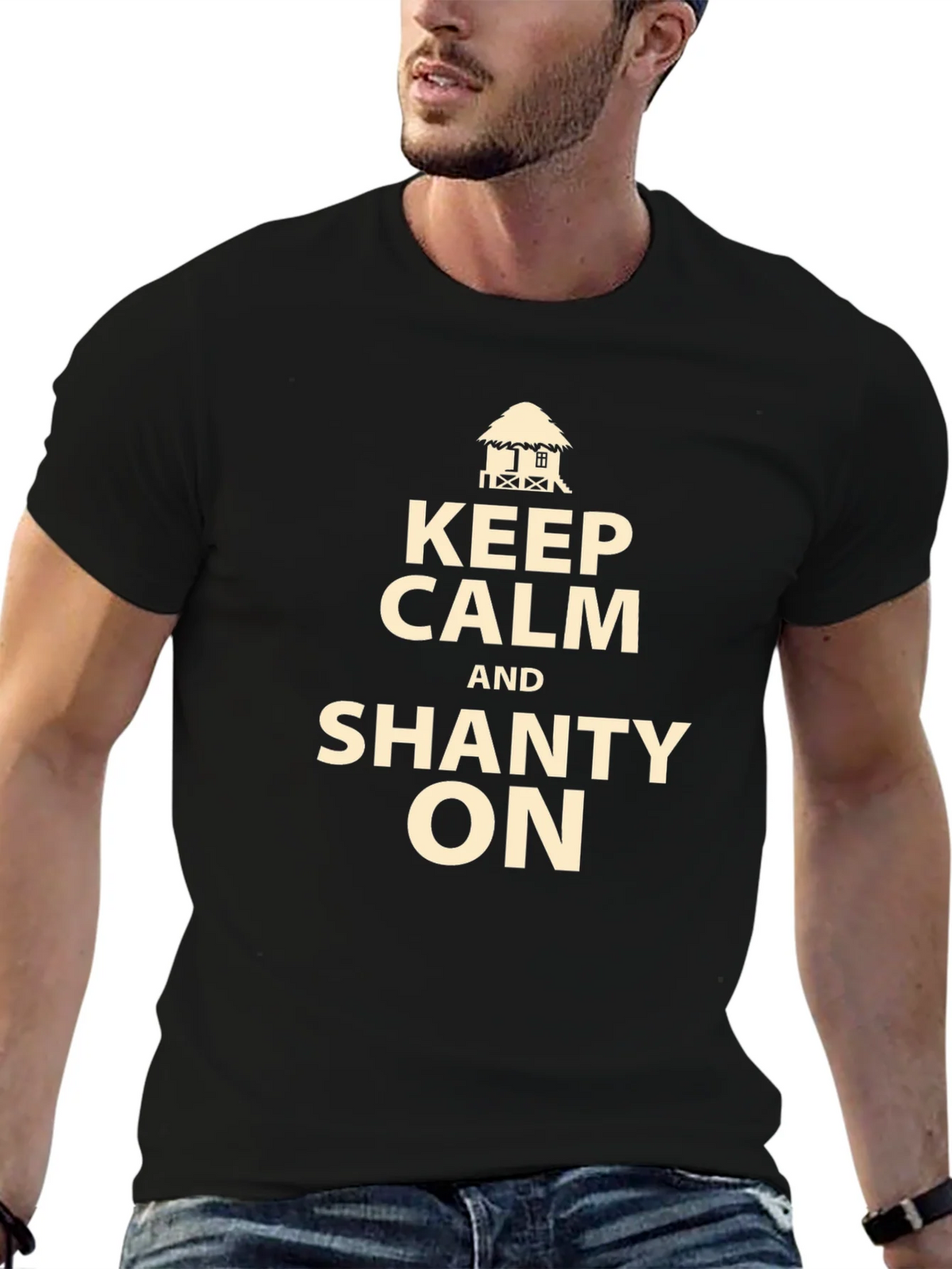 Keep Calm and Shanty On Black T-Shirt product image 6
