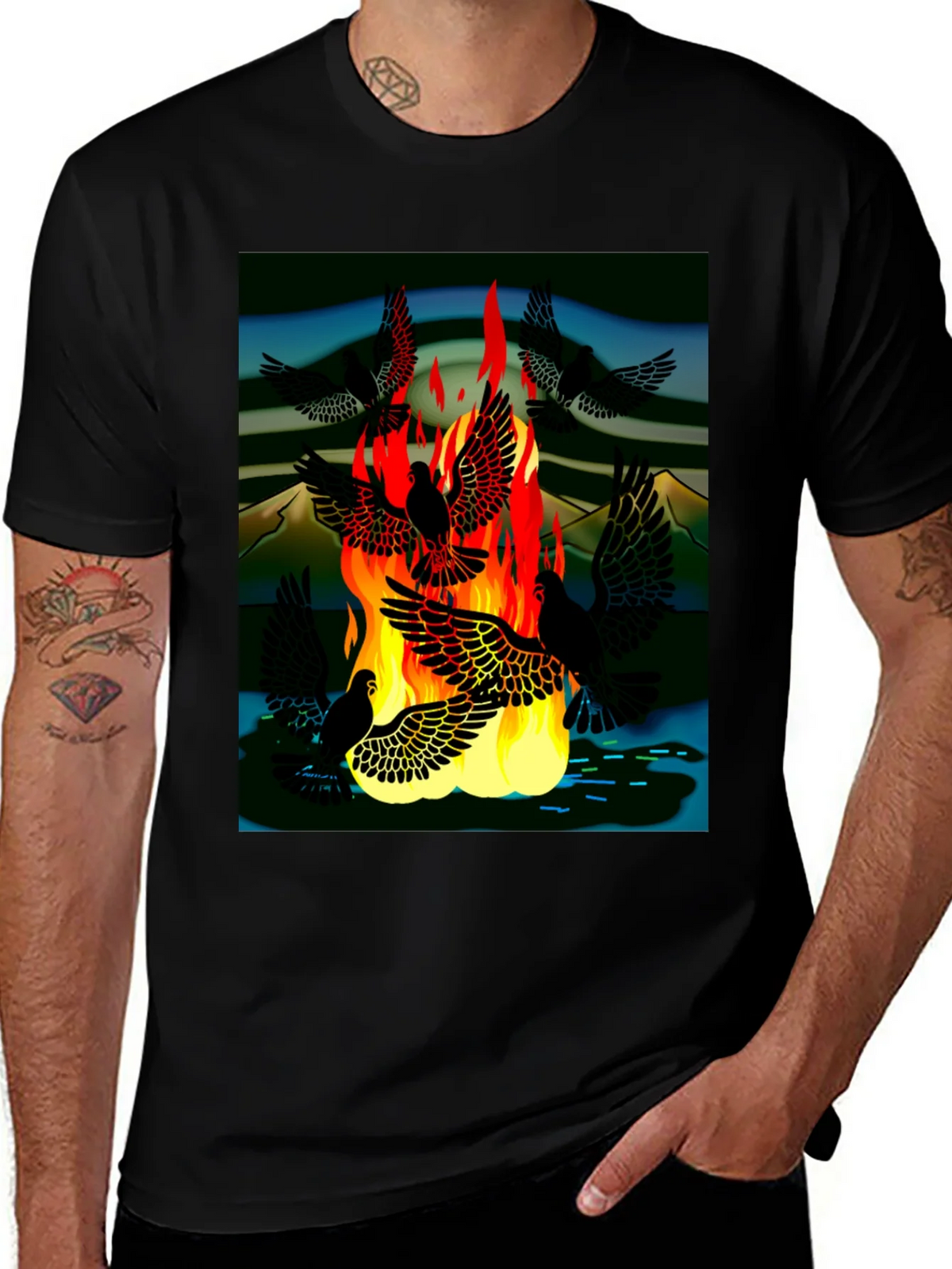 Inferno Bird Graphic T-Shirt - Bold Artistic Design product image 1