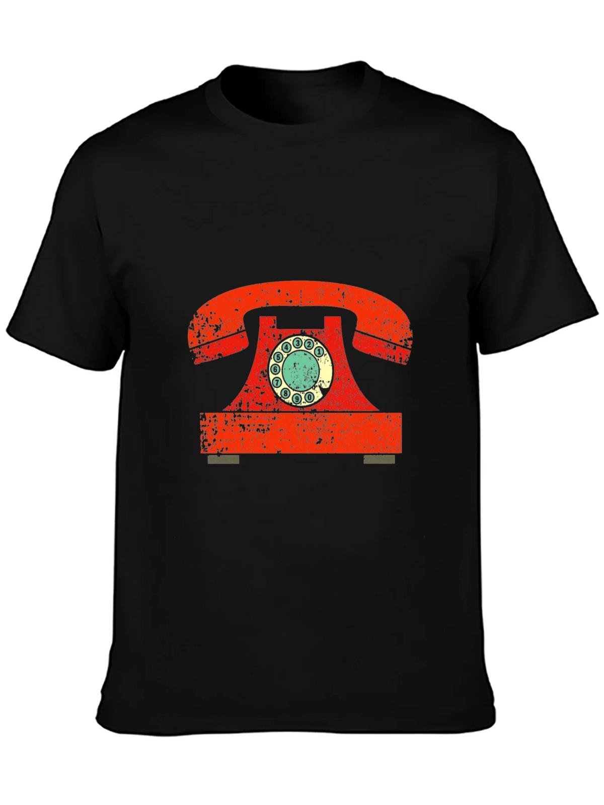 Retro Rotary Phone Graphic Tee - Vintage Style Black T-Shirt product image 3