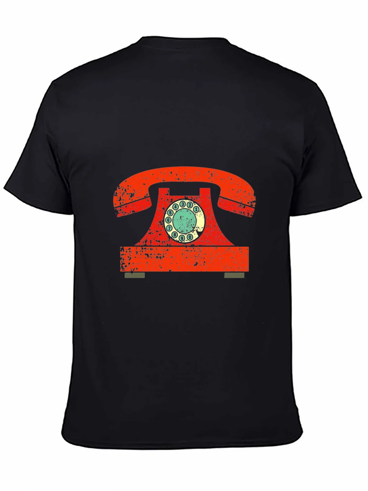Retro Rotary Phone Graphic Tee - Vintage Style Black T-Shirt product image 4