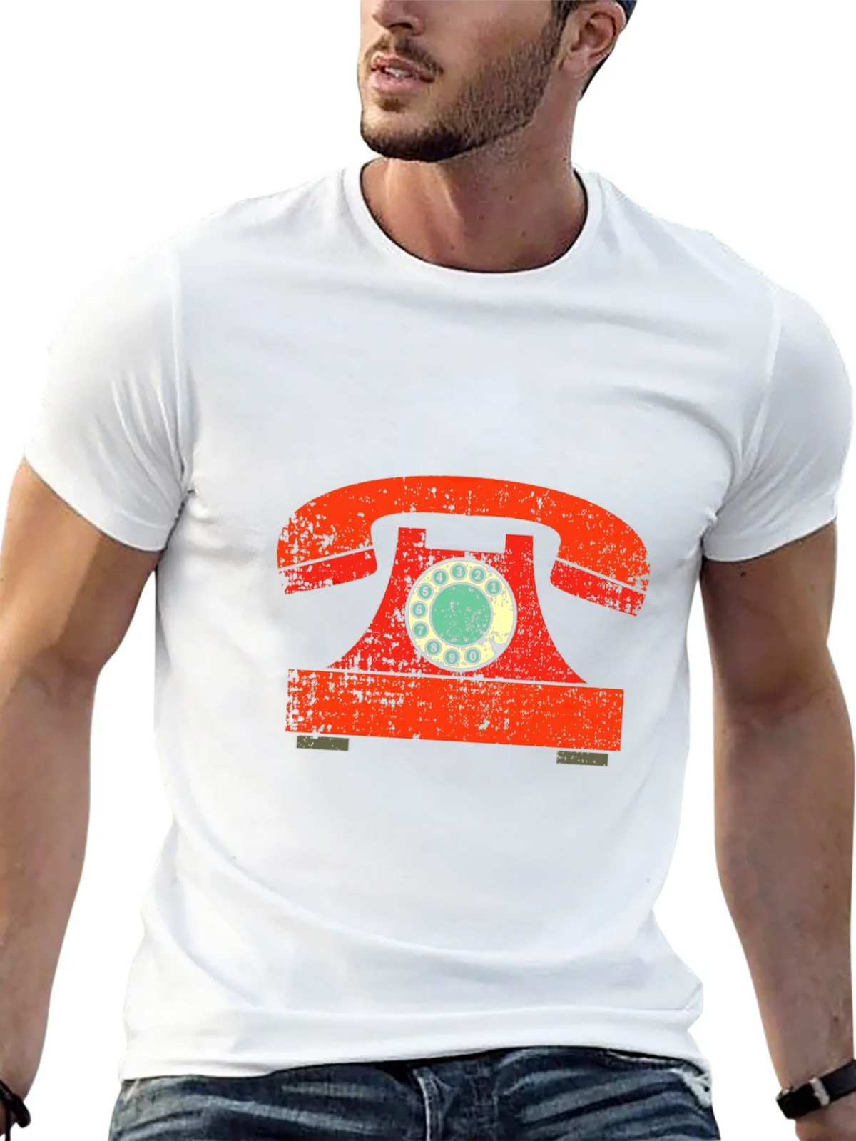Retro Rotary Phone Graphic Tee - Vintage Style Black T-Shirt product image 12