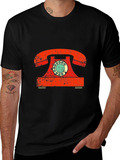 Retro Rotary Phone Graphic Tee - Vintage Style Black T-Shirt product image 1