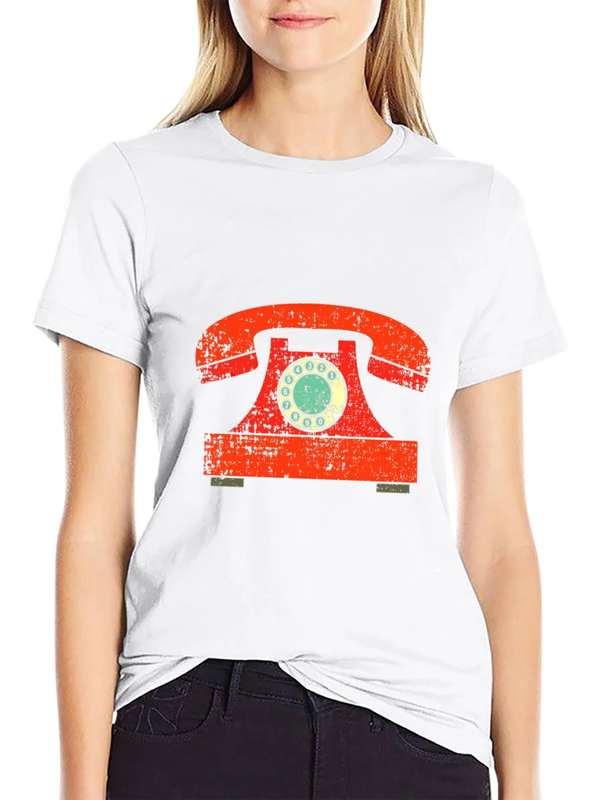 Retro Rotary Phone Graphic Tee - Vintage Style Black T-Shirt product image 8