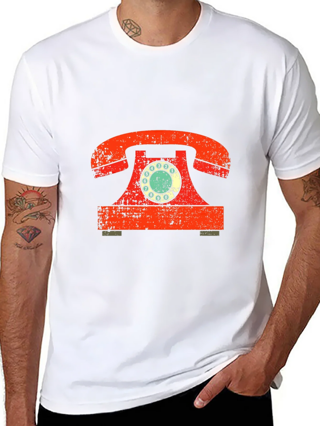 Retro Rotary Phone Graphic Tee - Vintage Style Black T-Shirt product image 7