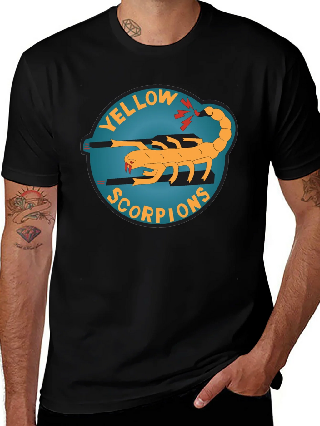 Yellow Scorpion Graphic Tee - Black Crew Neck product image 1