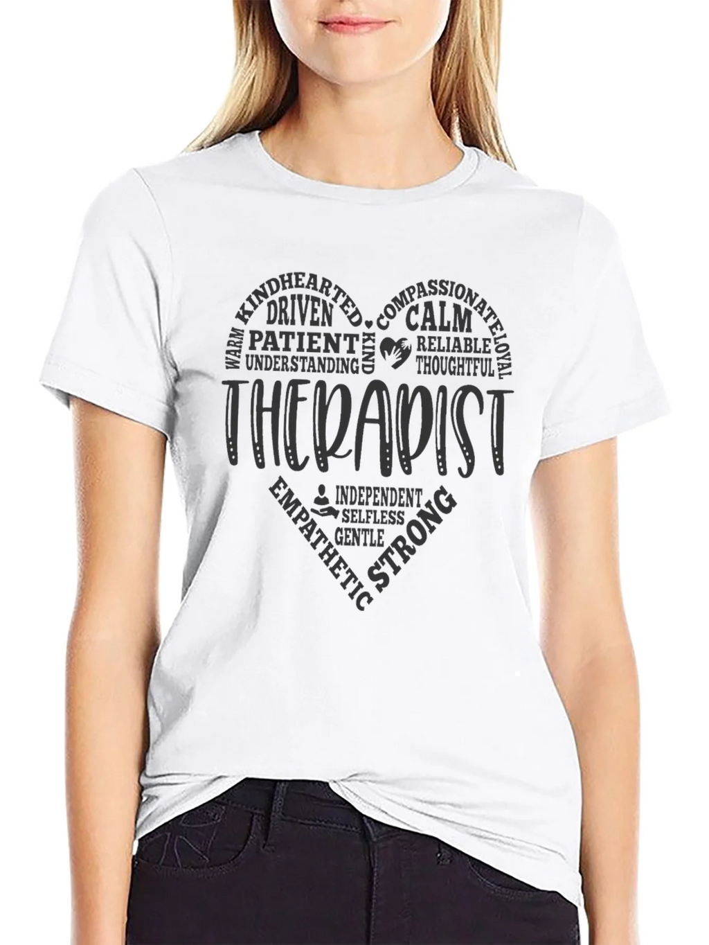Therapist Heart Word Art T-Shirt Supportive Design product image 8