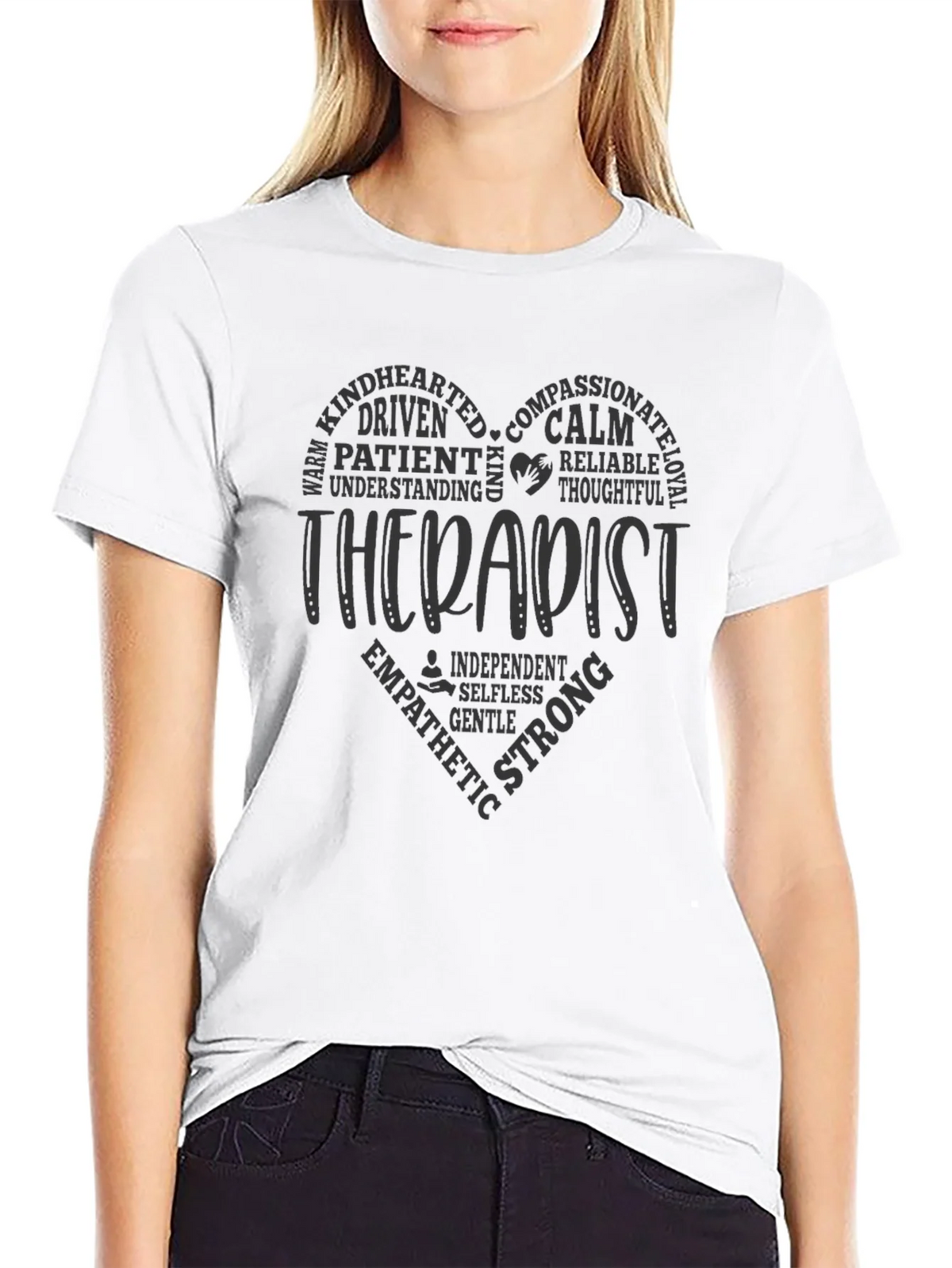 Therapist Heart Word Art T-Shirt Supportive Design product image 8