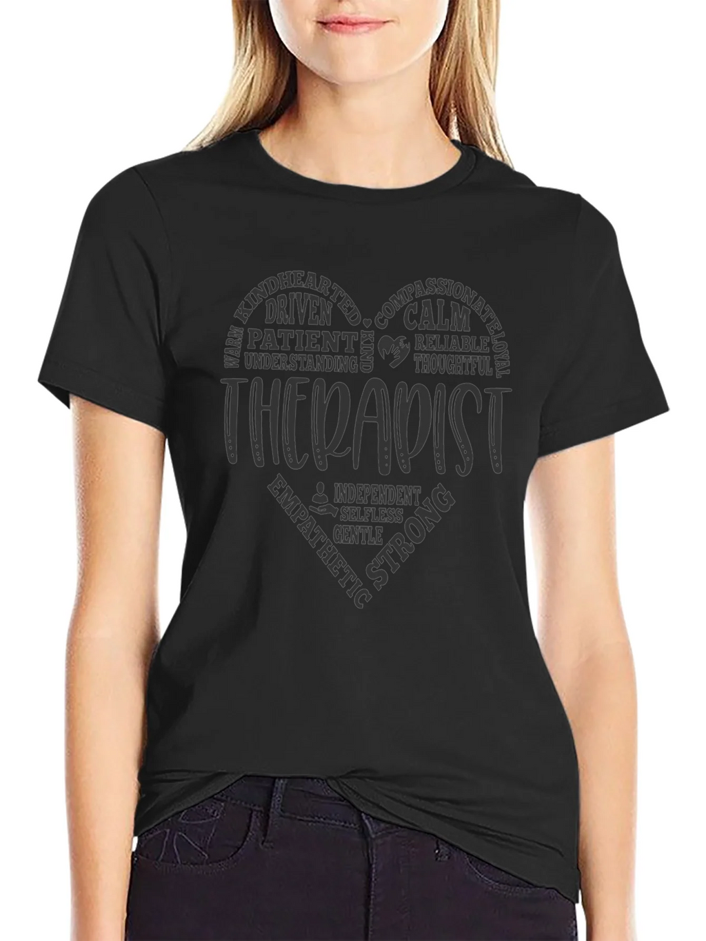 Therapist Heart Word Art T-Shirt Supportive Design product image 2