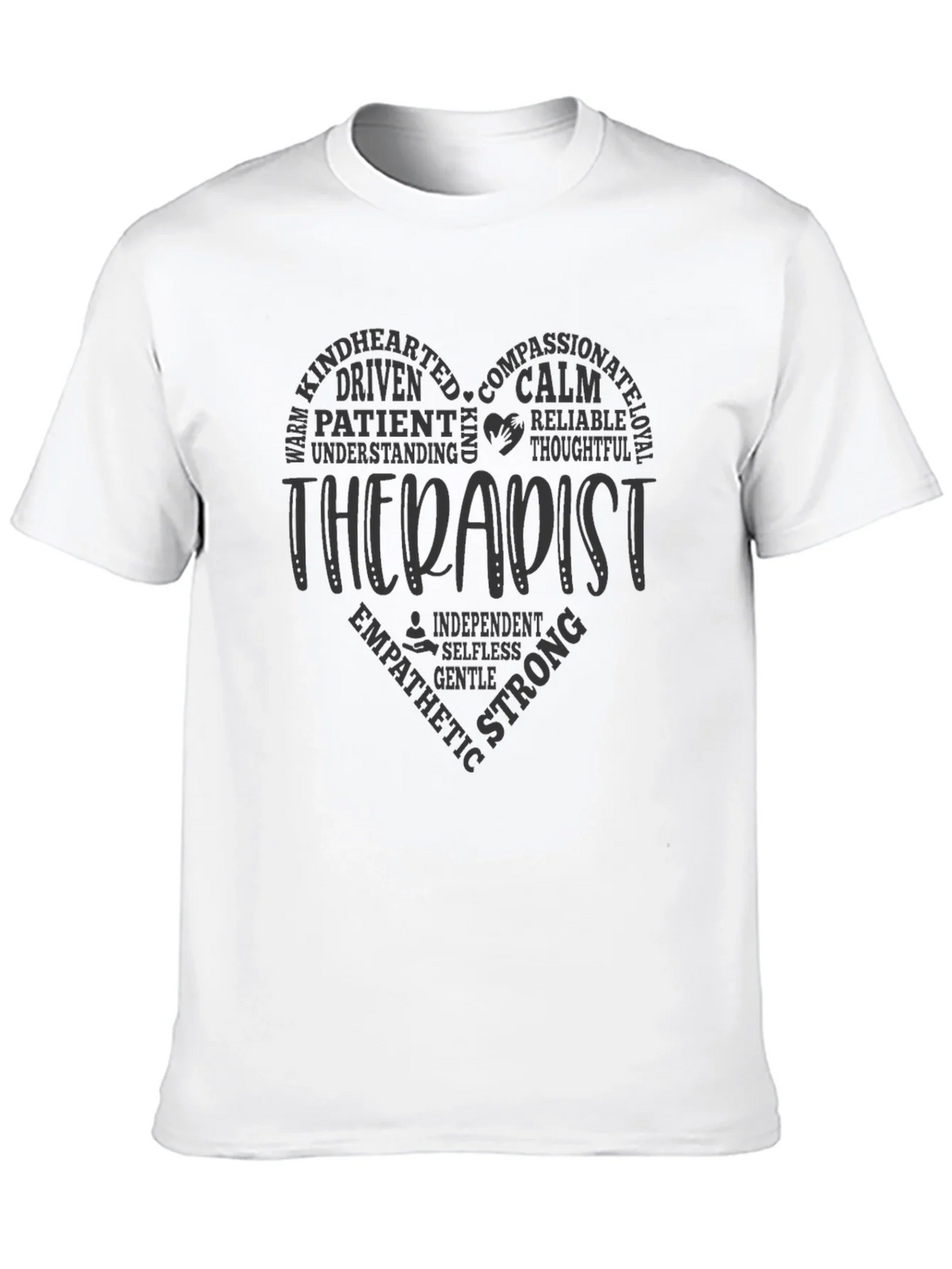 Therapist Heart Word Art T-Shirt Supportive Design product image 9