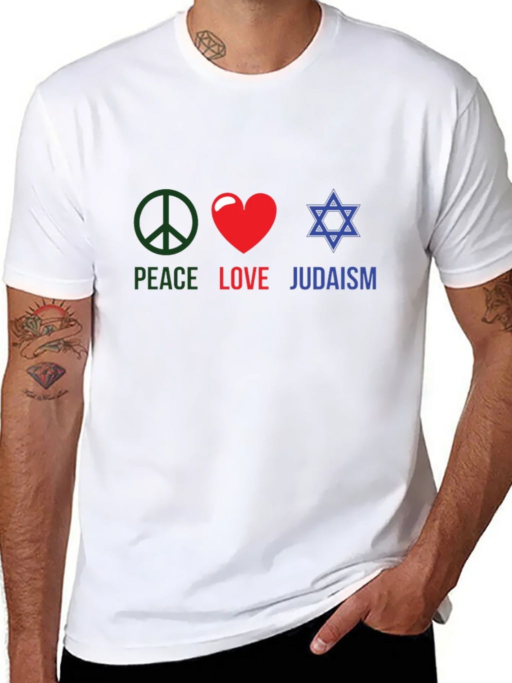 Peace Love Judaism T-Shirt Religious Tee product image 7