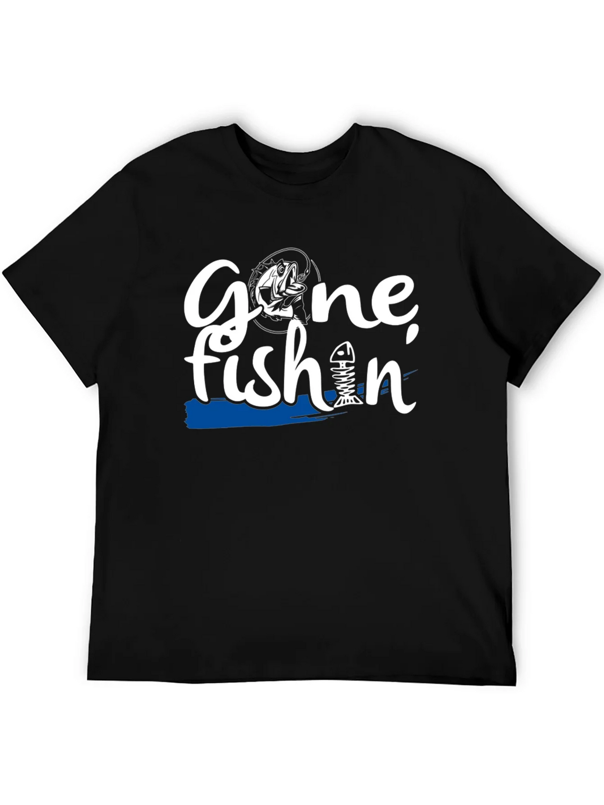 Gone Fishin Black Graphic T-Shirt product image 5