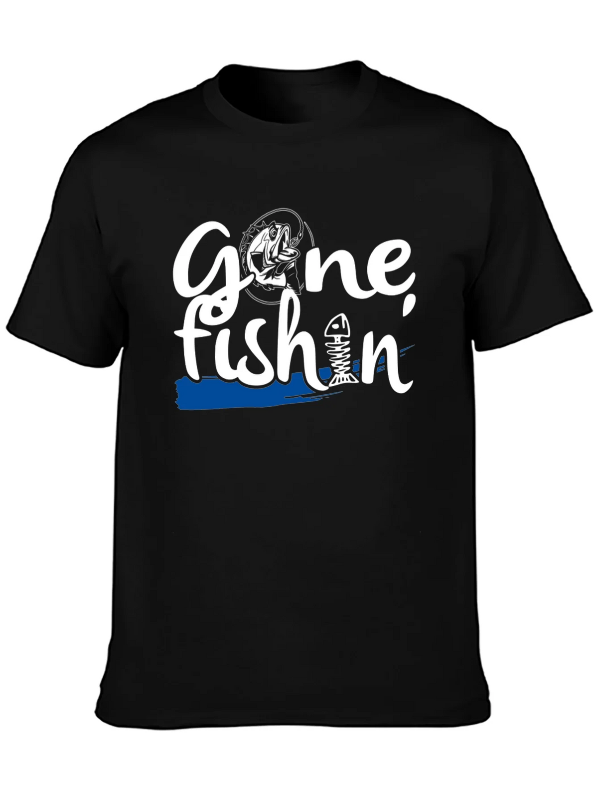 Gone Fishin Black Graphic T-Shirt product image 3