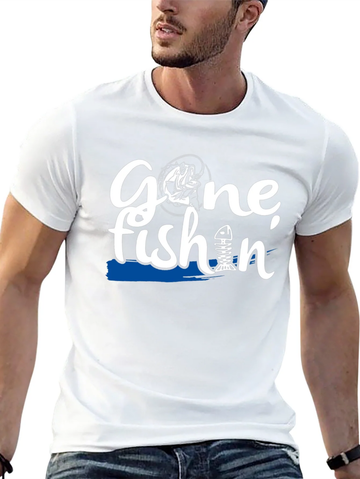 Gone Fishin Black Graphic T-Shirt product image 12