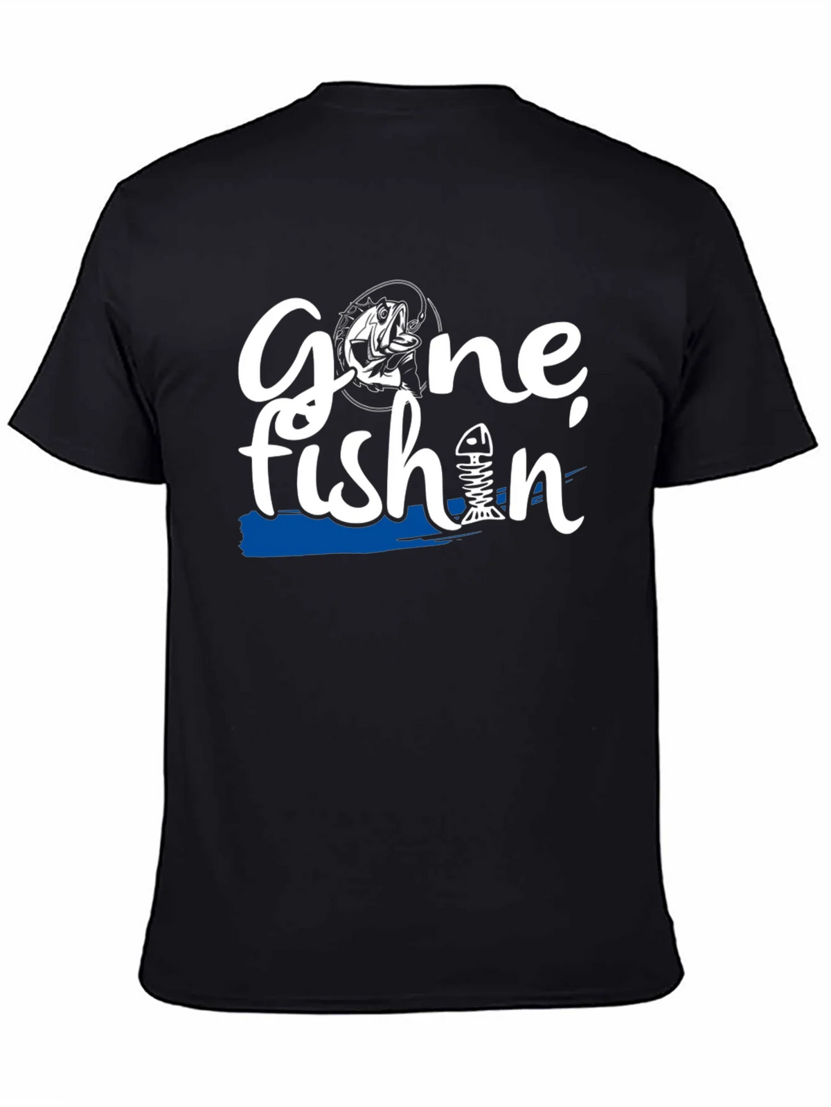 Gone Fishin Black Graphic T-Shirt product image 4