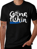 Gone Fishin Black Graphic T-Shirt product image 1