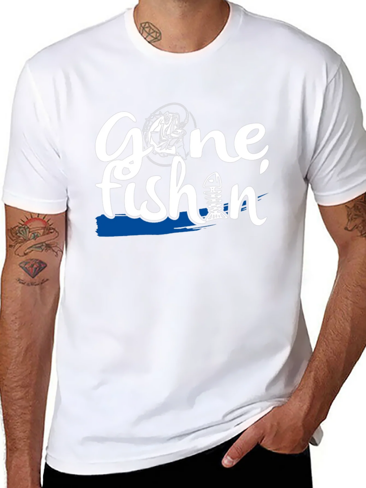 Gone Fishin Black Graphic T-Shirt product image 7