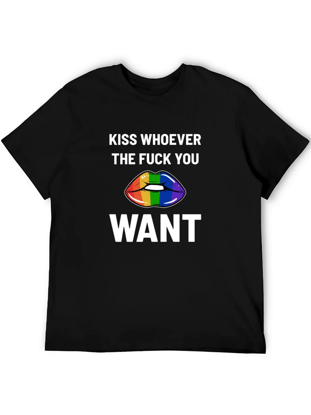 Kiss Whoever You Want Rainbow Lips Graphic Tee product image 5