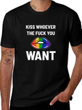 Kiss Whoever You Want Rainbow Lips Graphic Tee product image 1