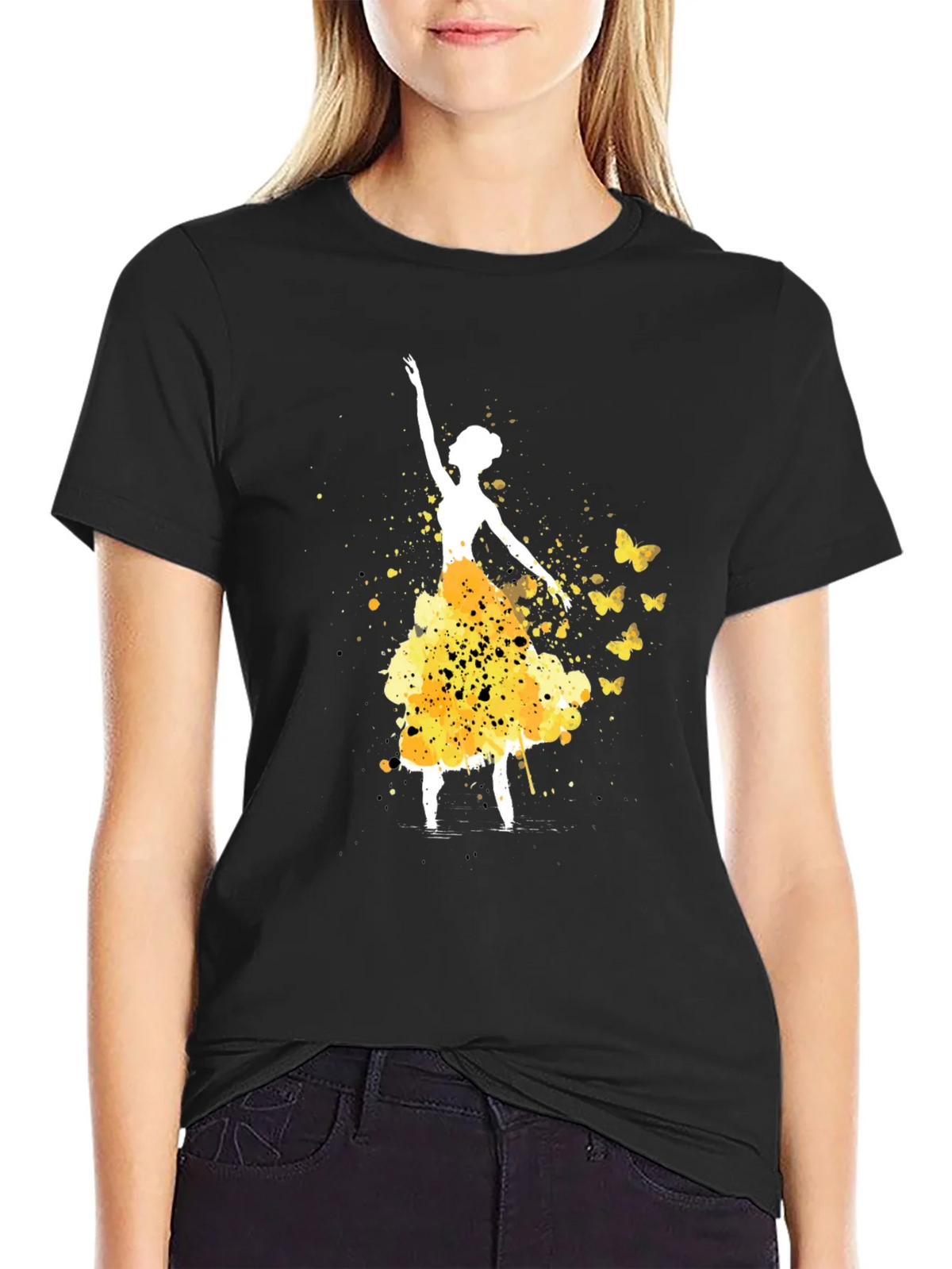 Ballerina & Butterflies Black T-Shirt product image 2