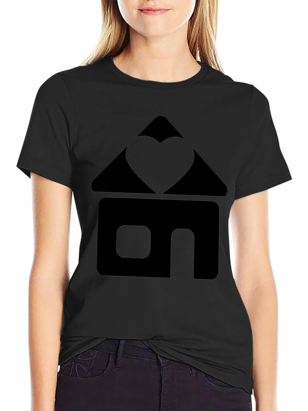Heart Home Graphic Tee - Black Cotton T-Shirt product image 2