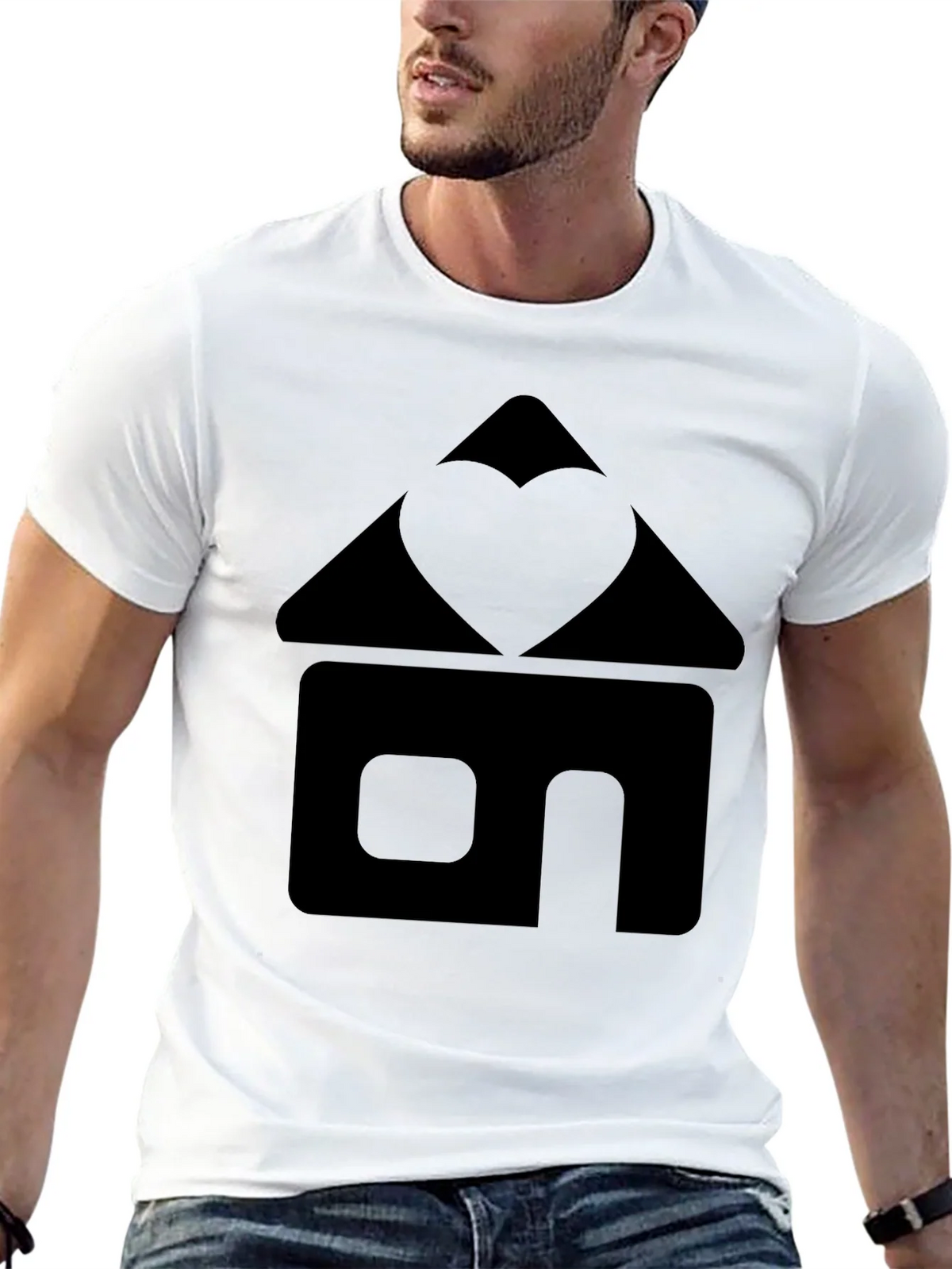 Heart Home Graphic Tee - Black Cotton T-Shirt product image 12
